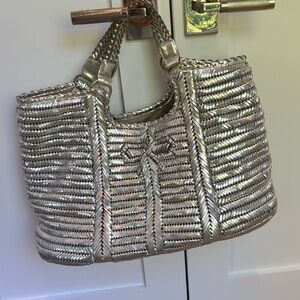 Anya Hindmarch Silver Woven Tote Bag Large